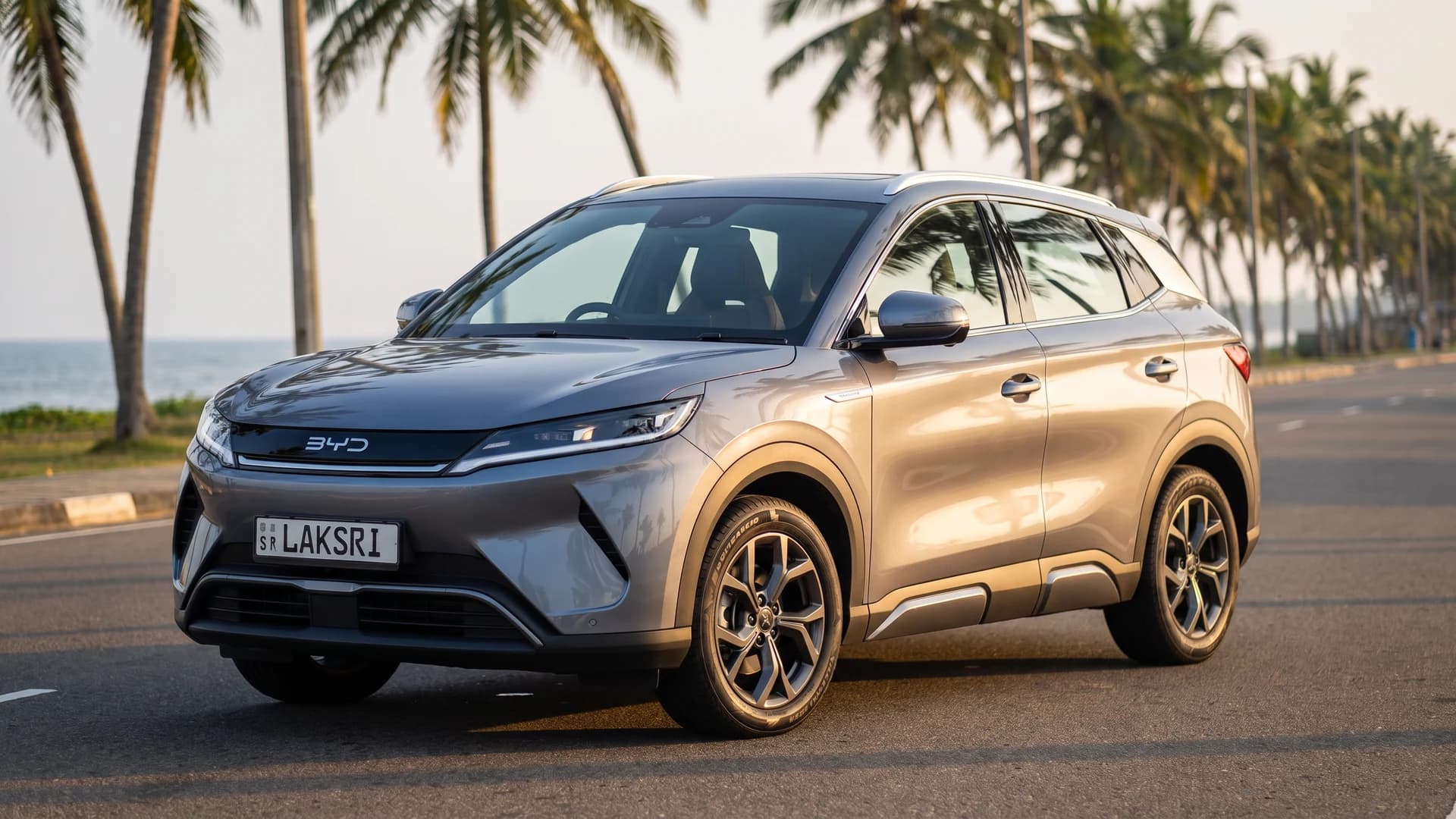 BYD Atto 2 in a coastal avenue at Bentota