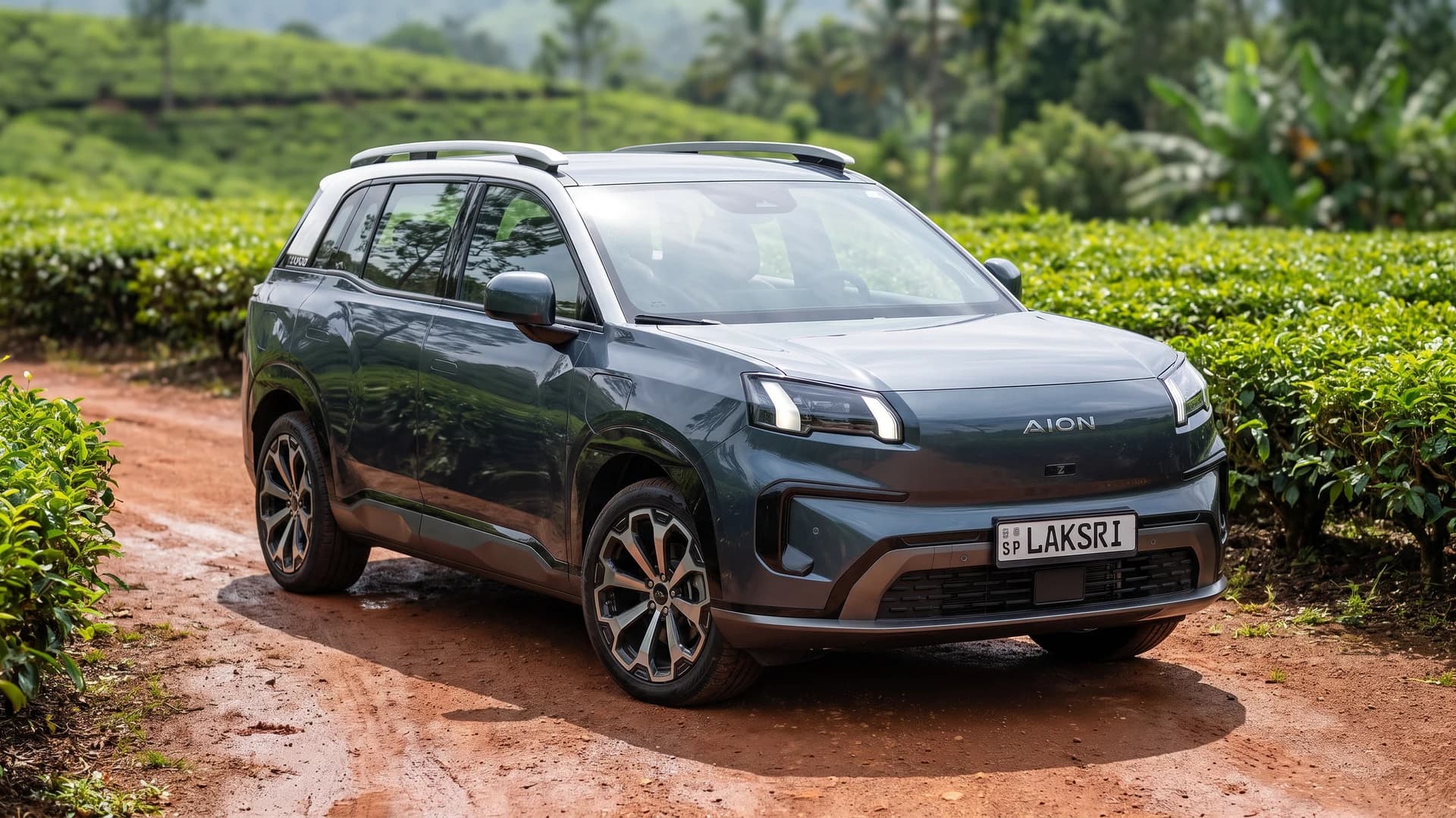 GAC Aion V in a tea estate near Ratnapura