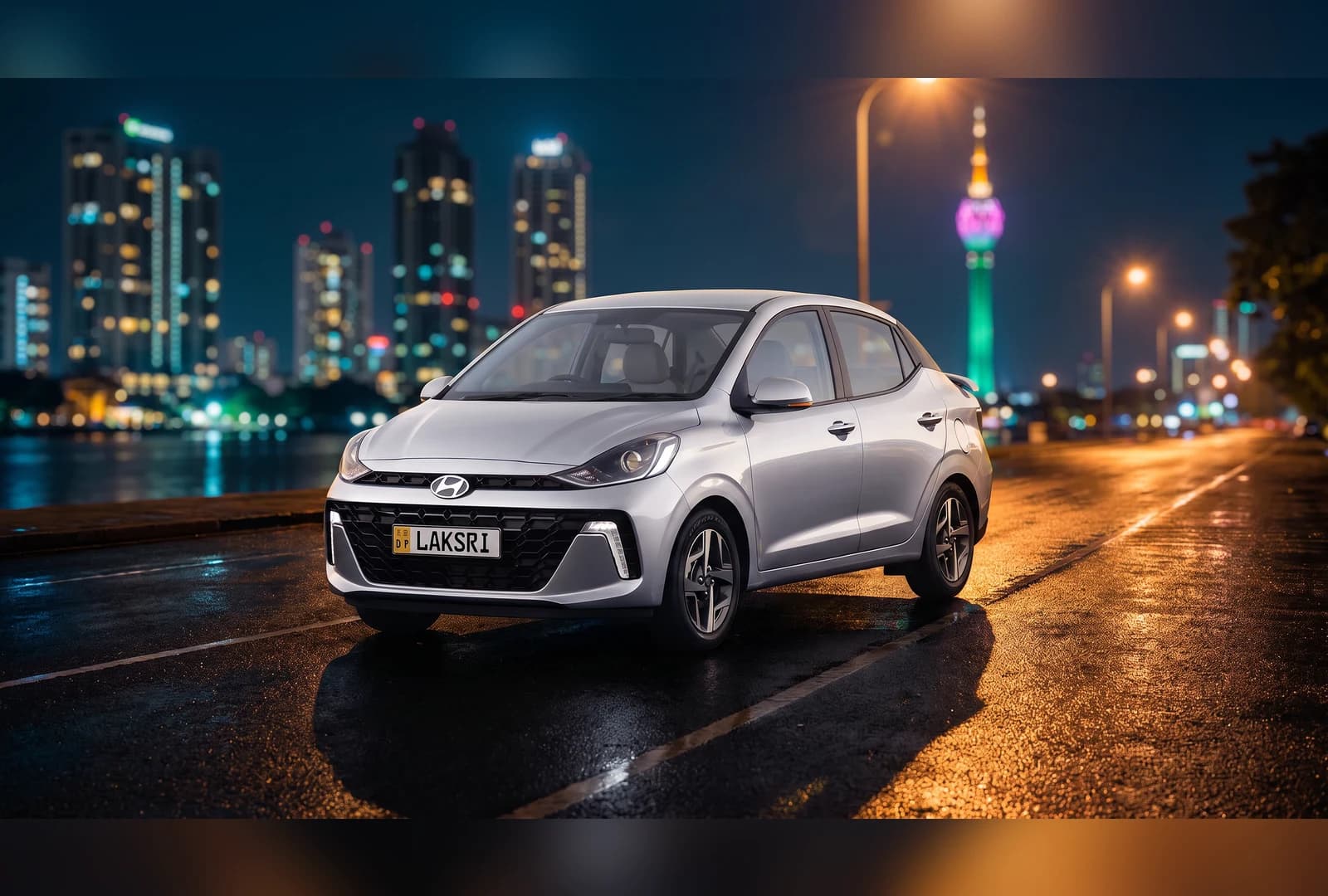 Hyundai Aura at Colombo waterfront