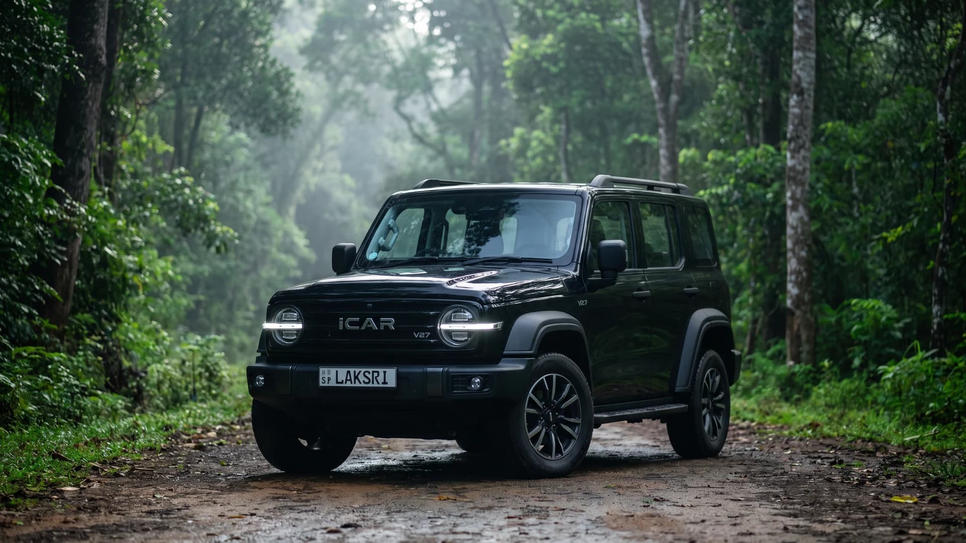 iCAR V27 in a forest track at Sinharaja