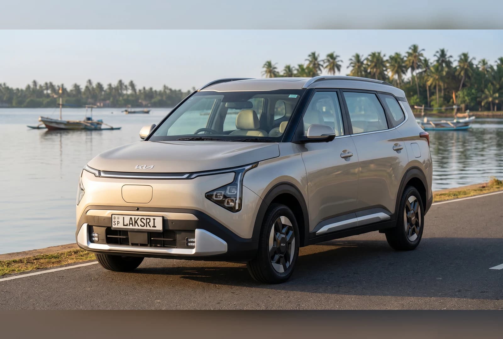 Kia Carens Clavis EV at the Negombo lagoon road