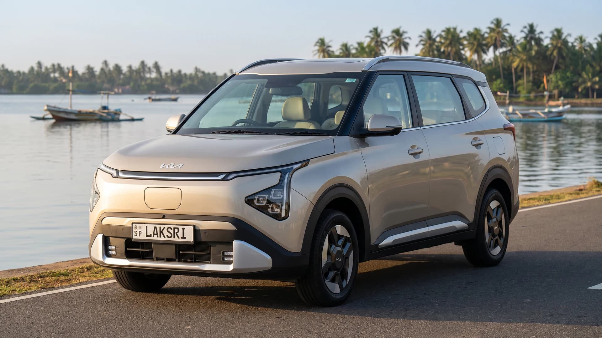 Kia Carens Clavis EV at the Negombo lagoon road