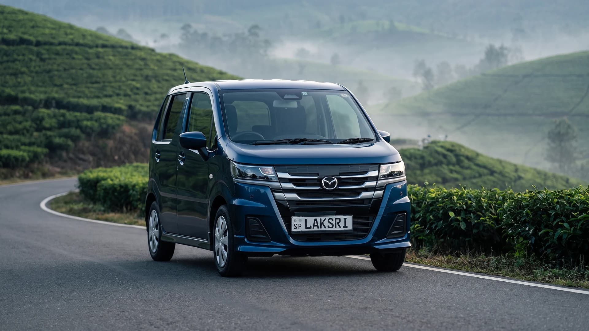 Mazda Flair in the tea country above Nuwara Eliya