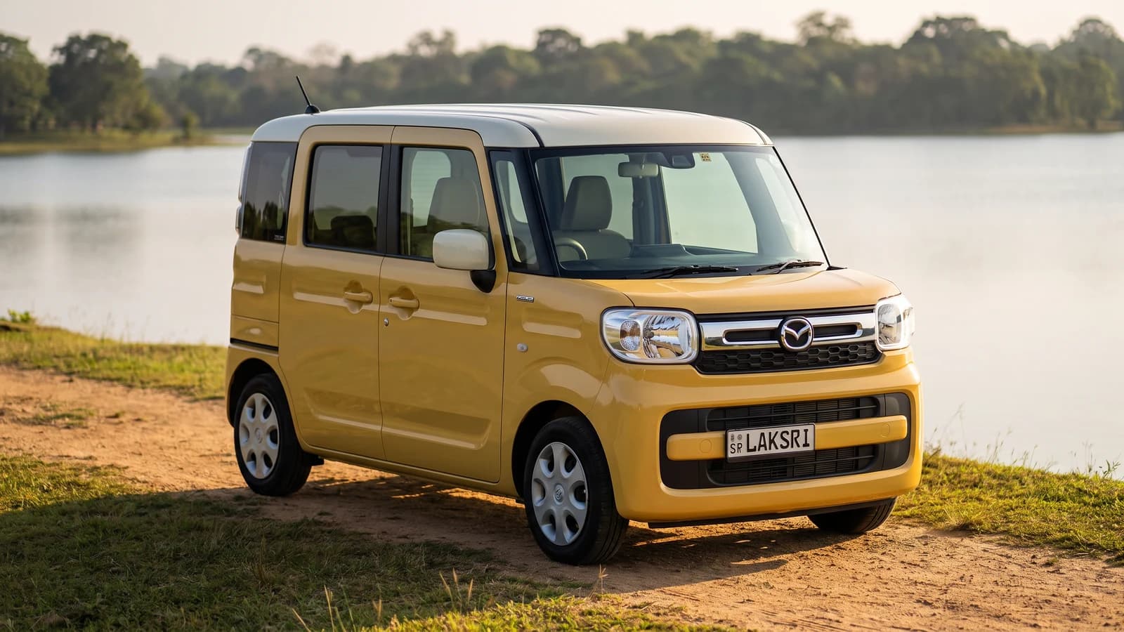 Mazda Flair Wagon in the reservoir bund at Polonnaruwa