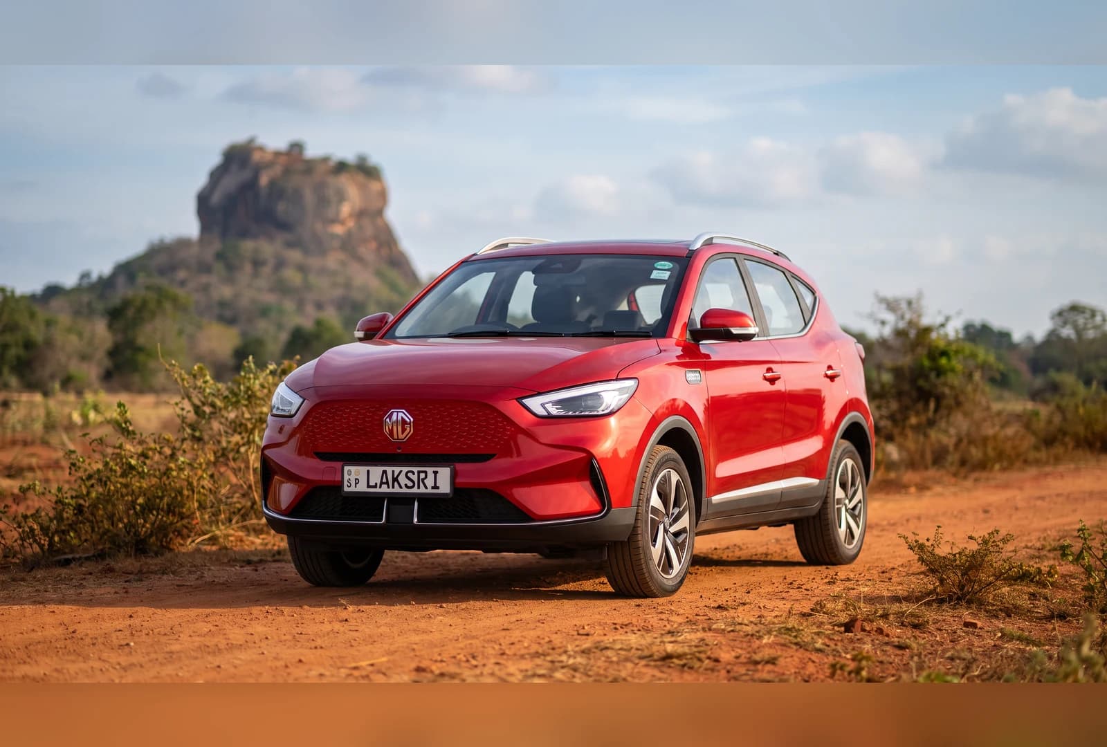 MG ZS EV at the dry zone near Sigiriya
