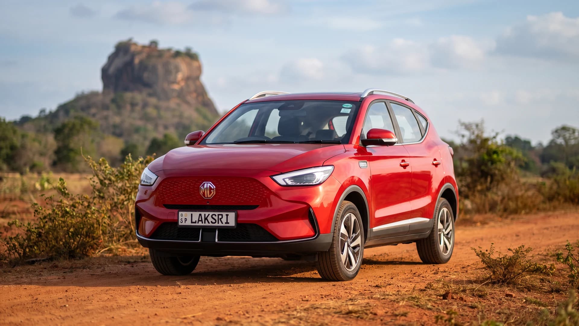 MG ZS EV at the dry zone near Sigiriya